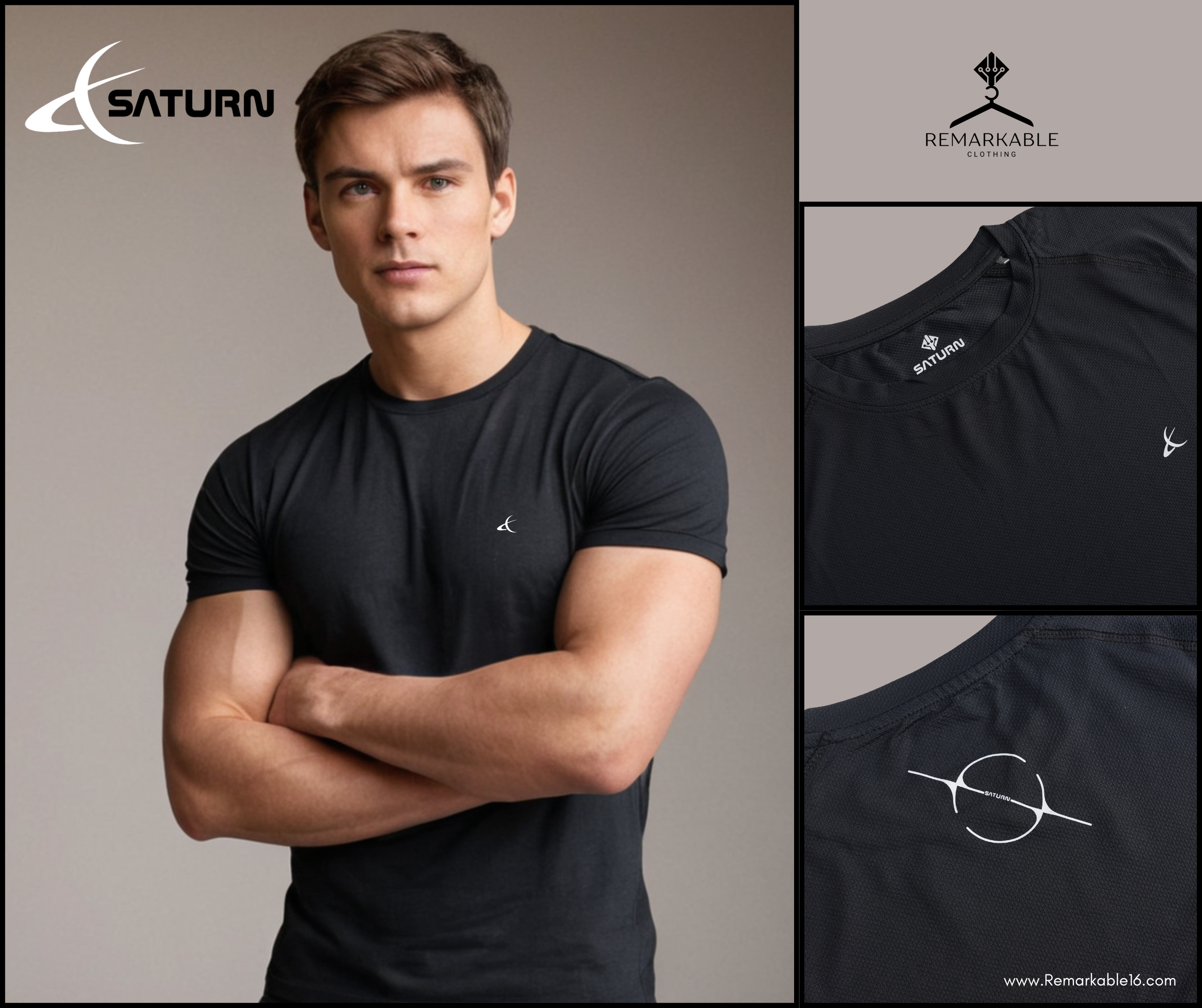 SATURN Compression Sports Tshirt ST1 Black